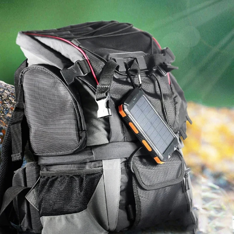 Solar Power Bank Outdoor Charger 200000mAh Portable Power Bank Waterproof External Battery Dual USB Charging with LED Light