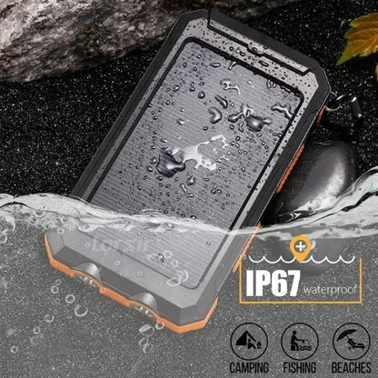Solar Power Bank Outdoor Charger 200000mAh Portable Power Bank Waterproof External Battery Dual USB Charging with LED Light